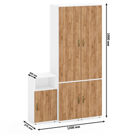 Тумба с дверкой и полкой внутри и два пенала пять полок каждый Лидер-8