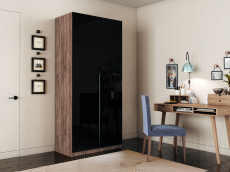 Шкафы распашные, Шкаф распашной Е1 Локер 101x52.5x220 см, с черным стеклом