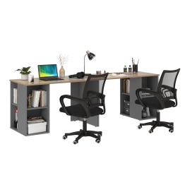 Два письменных стола Лайт 12.163 и два чёрных компьютерных кресла