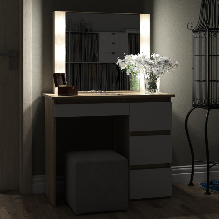 С зеркалом, Стол косметический с подсветкой Сура