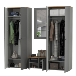 Тумба две дверки с навесным зеркалом и два шкафа Остин