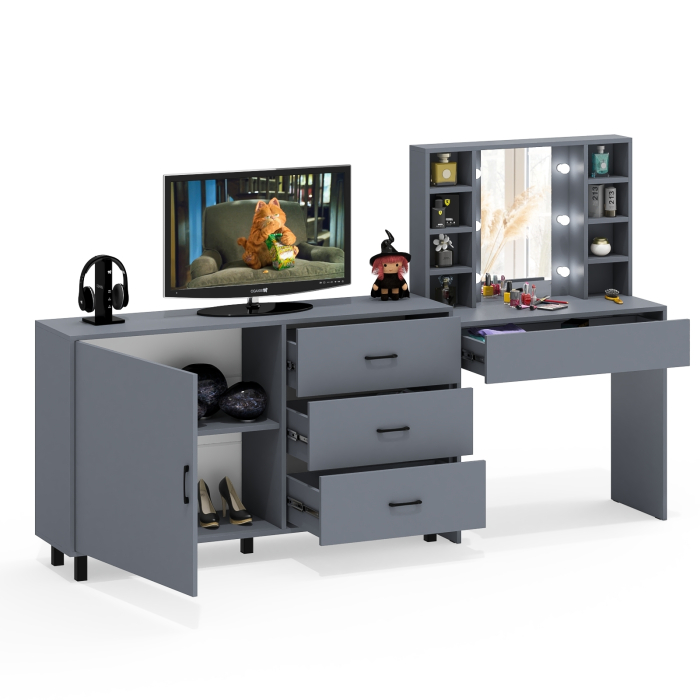 Туалетные столики, Столик туалетный с полочками и с подсветкой и комод 122-1504