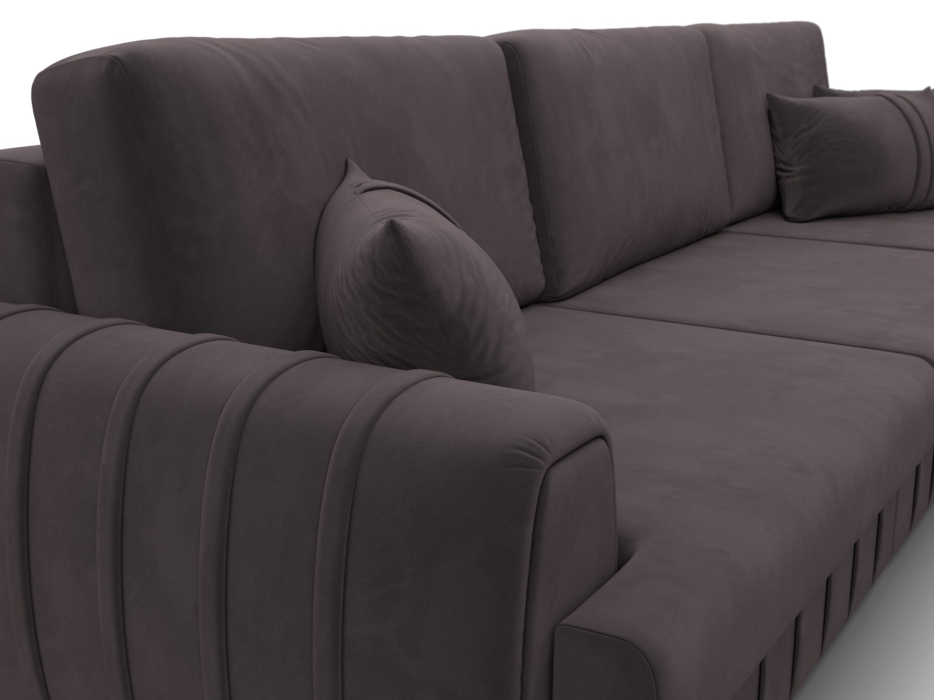Диваны угловые в гостиную, Диван угловой Лига-057 НПБ Лонг угол правый, велюр SEVEN