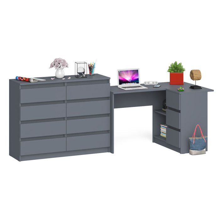 Компьютерные столы, Компьютерный стол МС-16 правый с комодом МК1200 8 ящиков Мори