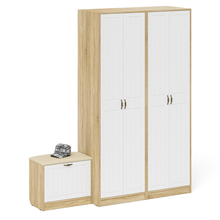 Прихожие, Два шкафа с дверками и обувница с сиденьем П-6 № 07 МДФ фрезеровка прованс