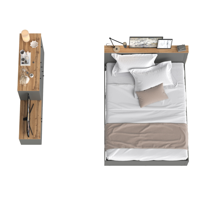 Спальные гарнитуры, Кровать Остин со спальным местом 1600 с ортопедическим основанием с тумбой с дверками и комодом 16.221