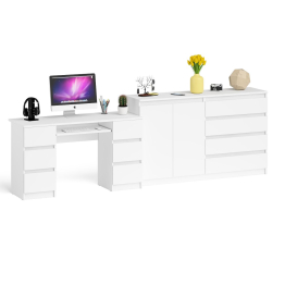 Компьютерный двухтумбовый стол с панелью для клавиатуры с тумбой-комодом 1600 Мори