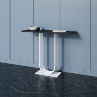 Журнальные столики, Стол консольный с металлическим подстольем ARFEO (Белый) 80*35*100