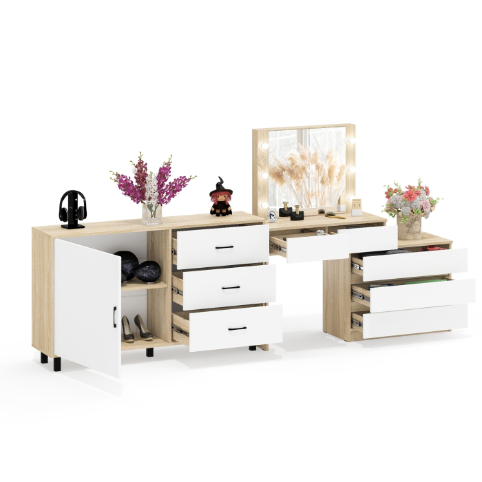 Туалетные столики, Стол-трансформер косметический с подсветкой 110 и комод-тумба три ящика 122-1504