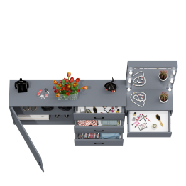 Стол косметический навесной с подсветкой и комод 122-1504