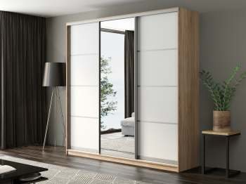 Шкаф-купе Айсберг 250 СОНОМА (белый/зеркало)