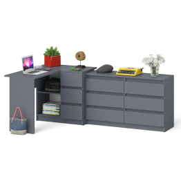 Комод Мори 1200 6 ящиков и компьютерный угловой стол МС-16 правый