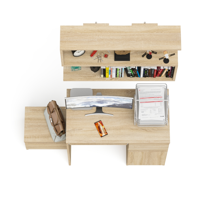 Прямые компьютерные столы, Стол компьютерный МС-1 правый с тумбой 400 и полкой Мори