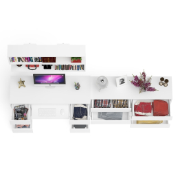 Стол компьютерный ящики слева и справа Мори МС-2 с комодом и полкой навесной