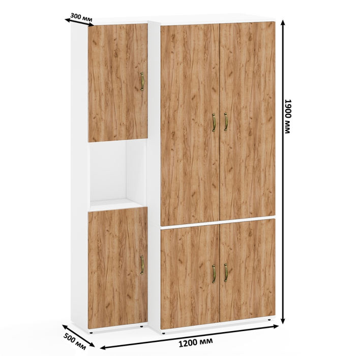 Шкафы распашные, Шкаф для одежды глубокий и пенал две дверки и ниша Лидер-8