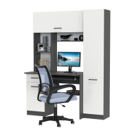 Прямые компьютерные столы, Комплект из компьютерного кресла и компьютерного стола Aльфа кресло серое