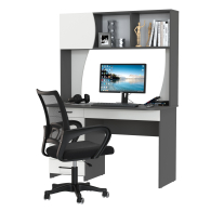 Прямые компьютерные столы, Стол компьютерный с надстройкой Сигма и компьютерное кресло чёрное