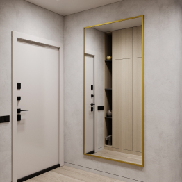 Дизайнерское настенное напольное зеркало GENGLASS Halfeo XL в металлической раме