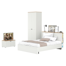 Кровать с ортопедическим основанием Остин и шкаф-комод для одежды с тумбой с дверками