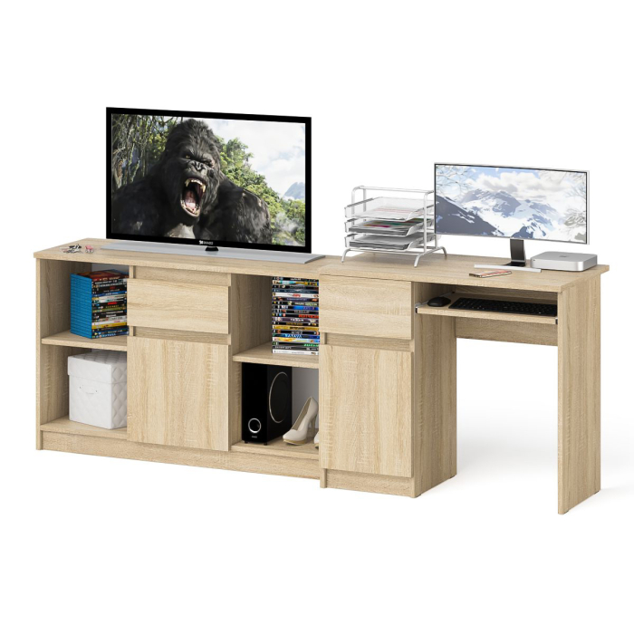 Домашние кабинеты, Стол компьютерный МС-1 левый с тумбой 1204 Мори