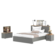 Спальные гарнитуры, Кровать двуспальная с ортопедическим основанием Остин с прикроватной тумбочкой и тумбой 13.257