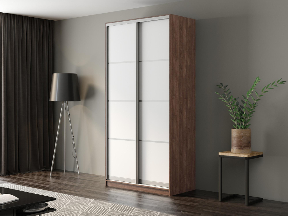 Шкафы-купе, Шкаф-купе Айсберг 120 ШАМОНИ ТЕМНЫЙ (белый/глухой)