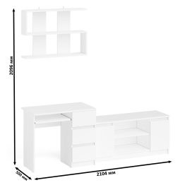 МС-6 стол ящики справа с тумбой Мори 1200-1 и полкой на 900