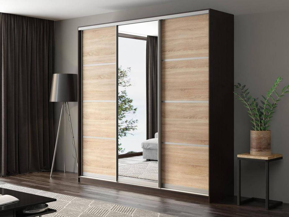 Шкафы-купе, Шкаф-купе Айсберг 230 ВЕНГЕ (сонома/зеркало)