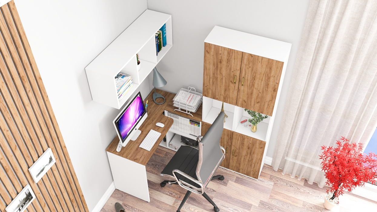 Домашние кабинеты, Уголок для школьника Лидер-8 из стола-трансформера с полкой и двумя пеналами