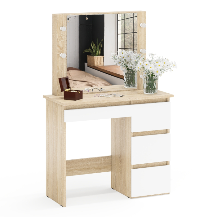 С зеркалом, Стол косметический с подсветкой Сура