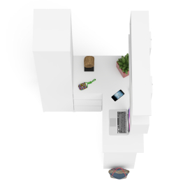 Угловой компьютерный стол с ящиками Мори МС-16 левый с книжной полкой и пеналом с полками