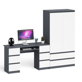Стол компьютерный с шестью ящиками МС-2 и шкаф-комод МШ900.1 Мори