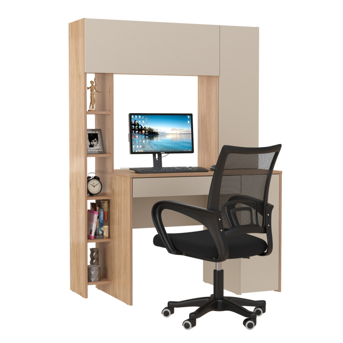 Прямые компьютерные столы, Комплект из компьютерного стола Комфорт 12.71 и черного кресла 103