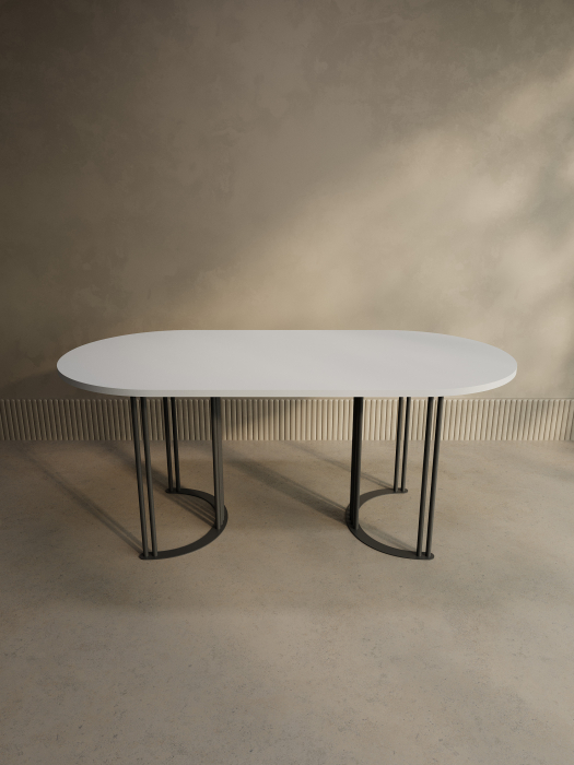 Обеденные столы, Стол овальный обеденный с чёрным металлическим подстольем VIOLUR 180