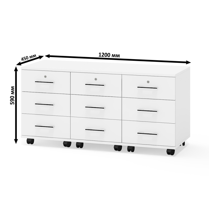 Детские тумбы, Три выкатных тумбы МД 3-02