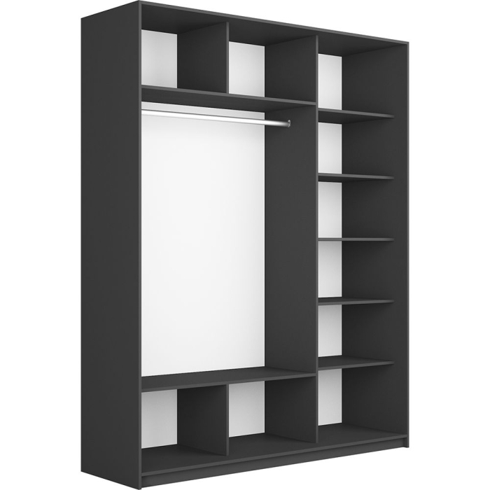 Шкафы-купе 3-х дверные, Шкаф-купе Прайм 3-х дверный Зеркала/Стекло белое/Доводчики 180х57х230