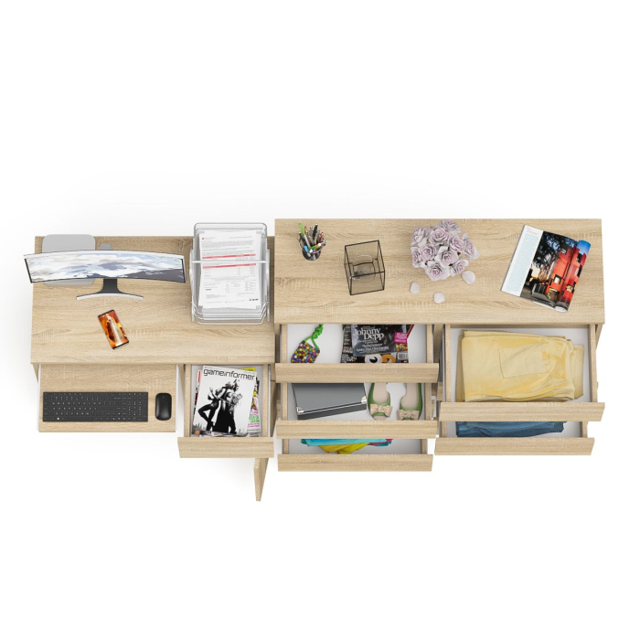 Компьютерные столы, Комод 8-мь ящиков Мори МК1200 и правый компьютерный стол Мори МС-1