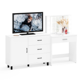 Косметический стол с подсветкой и выдвижным ящиком СТ-4 и комод 122-1204