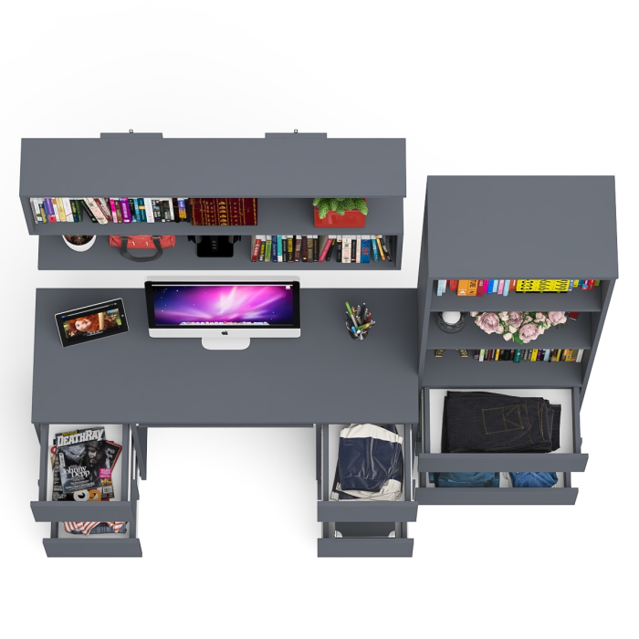 Домашние кабинеты, Рабочее место Мори из стола двухтумбового МС-2 с навесной полкой и стеллажом