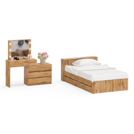 Столик туалетный с лампочками 110 с полутораспальной кроватью с ящиками Ксения 1200