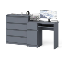 Стол компьютерный Мори МС1 левый с комодом 4-ре ящика