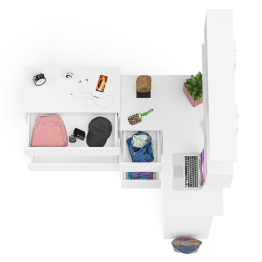 Стол компьютерный Мори МС-16 с тремя ящиками слева с книжной полкой на 1200 и комод на 4-ре ящика