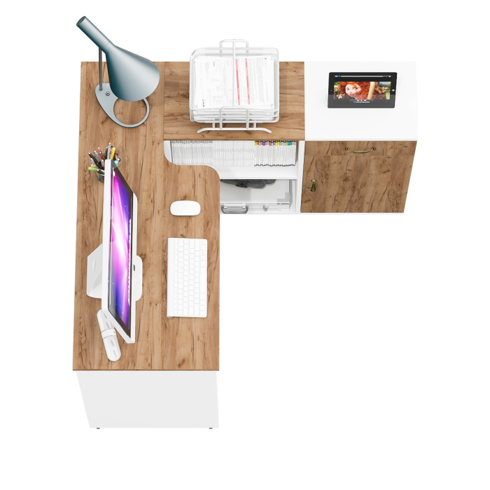 Домашние кабинеты, Письменный стол Лидер-8 с тумбой с ящиком и дверкой.