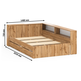 Ксения 1200 кровать с ящиками, ящиком для белья и прикроватным блоком для вещей