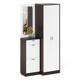 Зеркало для прихожей с обувницей и шкафом П-6 № 17 МДФ фрезеровка ромб