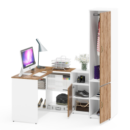 Место для учёбы Лидер-8 с компьютерным столом с тумбой с нишей и пеналом МД 23Б