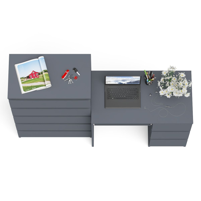 Домашние кабинеты, Высокий комод Мори на 700 5 ящиков и компьютерный стол Мори МС-6 тумба справа