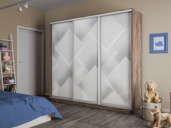 Шкаф-купе Экспресс 3-х дверный Фотопечать Квадрат Стекла 240х60х220