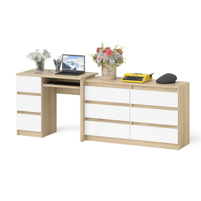 Домашние кабинеты, Комод Мори МК1200 6-ть ящиков со столом компьютерным МС-6 левым