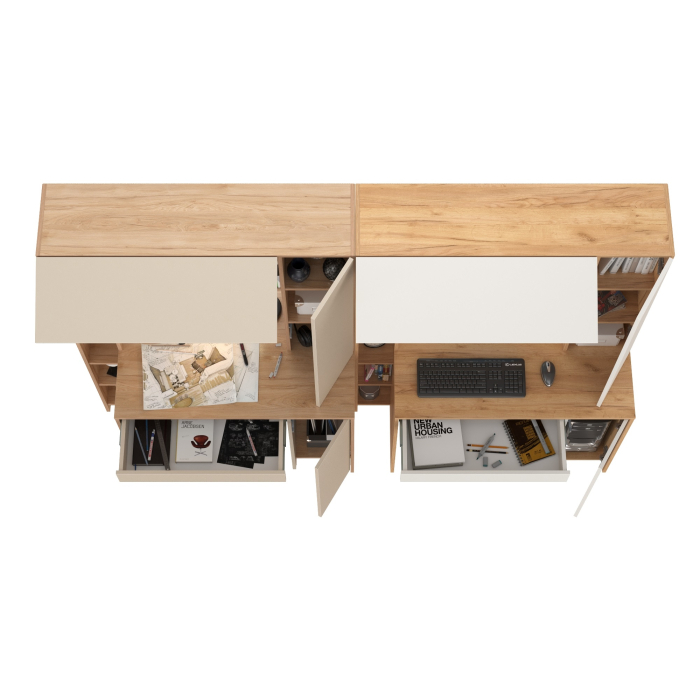 Прямые компьютерные столы, Два стола с надстройкой Mobi Комфорт 12.71